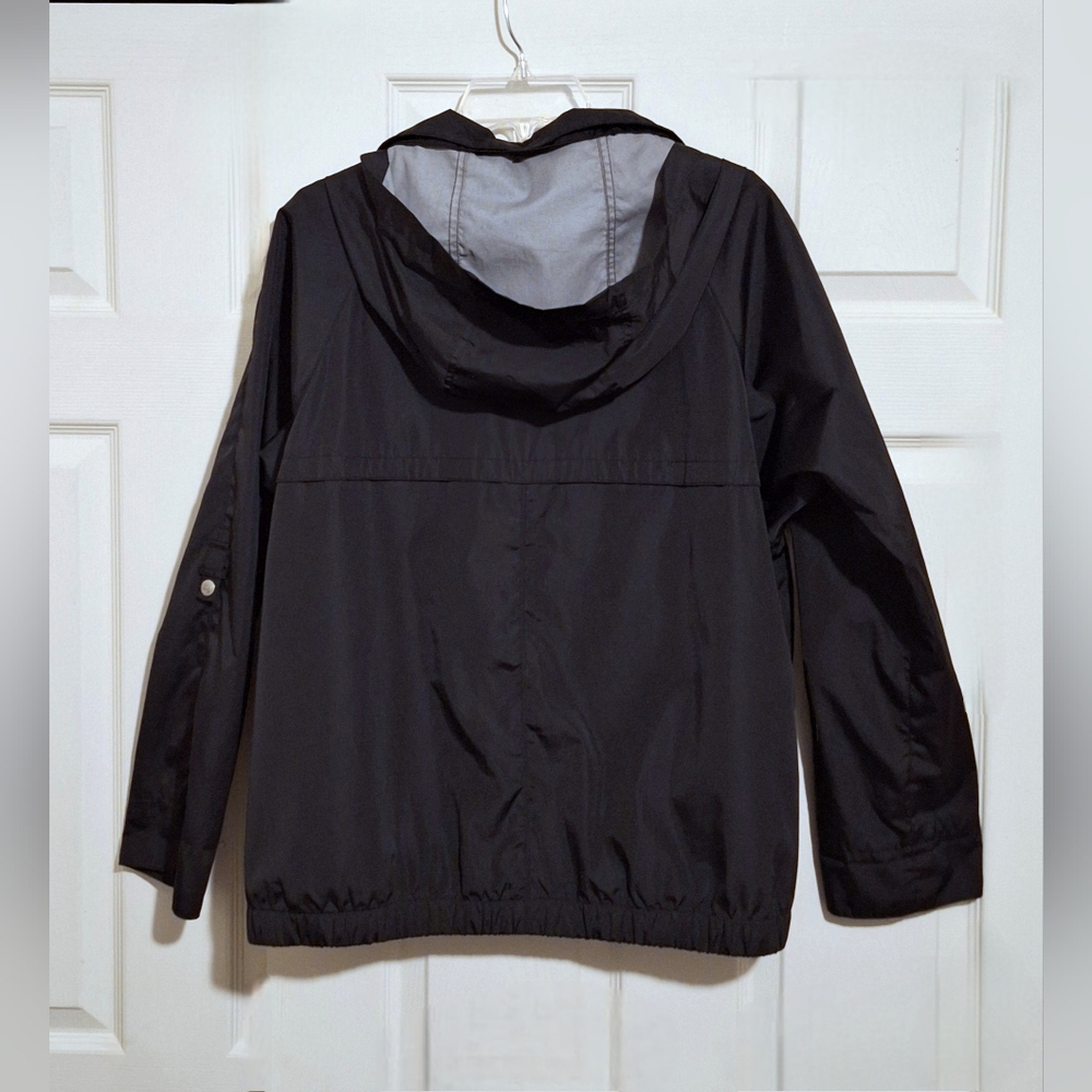 'Jones New York Sport' black & pink Windbreaker jacket, rain jacket, lined Sz. L - Picture 6 of 8